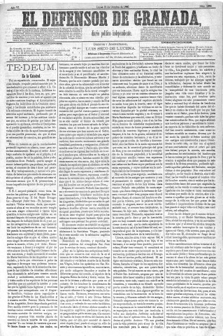 'El Defensor de Granada  : diario político independiente' - Año VI Número 1888  - 1885 Octubre 19