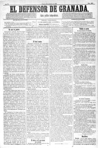 'El Defensor de Granada  : diario político independiente' - Año VI Número 1892  - 1885 Octubre 23