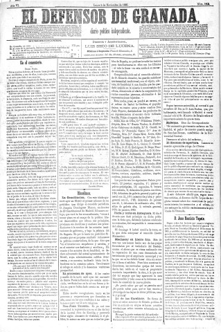 'El Defensor de Granada  : diario político independiente' - Año VI Número 1902  - 1885 Noviembre 02