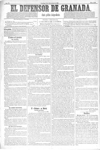'El Defensor de Granada  : diario político independiente' - Año VI Número 1915  - 1885 Noviembre 15