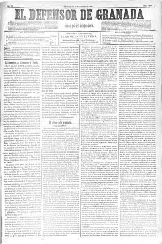 'El Defensor de Granada  : diario político independiente' - Año VI Número 1925  - 1885 Noviembre 25