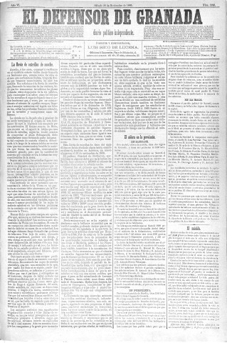 'El Defensor de Granada  : diario político independiente' - Año VI Número 1928  - 1885 Noviembre 28