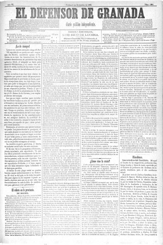 'El Defensor de Granada  : diario político independiente' - Año VI Número 1934  - 1885 Diciembre 04