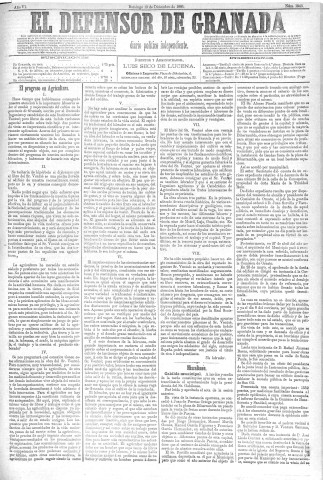'El Defensor de Granada  : diario político independiente' - Año VI Número 1943  - 1885 Diciembre 13