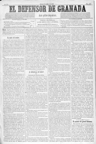 'El Defensor de Granada  : diario político independiente' - Año VII Número 1990  - 1886 Enero 30
