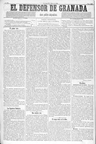 'El Defensor de Granada  : diario político independiente' - Año V Número 2046  - 1886 Marzo 28