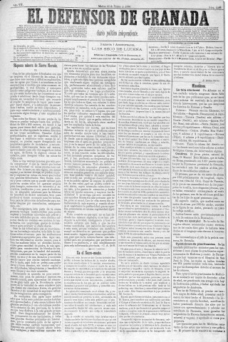 'El Defensor de Granada  : diario político independiente' - Año V Número 2048  - 1886 Marzo 30