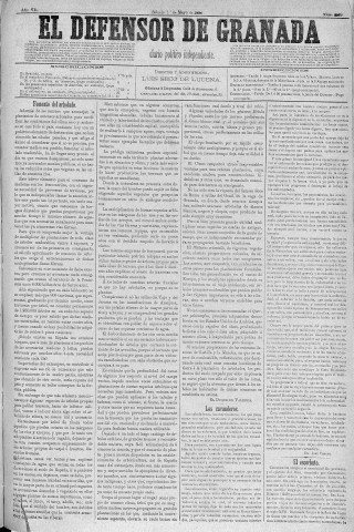 'El Defensor de Granada  : diario político independiente' - Año V Número 2089  - 1886 Mayo 01
