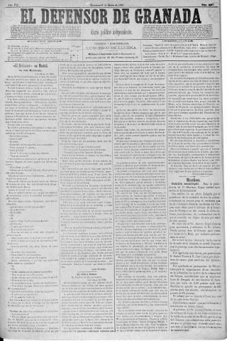'El Defensor de Granada  : diario político independiente' - Año V Número 2097  - 1886 Mayo 09