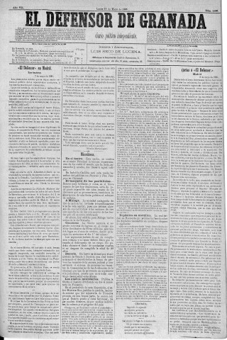 'El Defensor de Granada  : diario político independiente' - Año V Número 2098  - 1886 Mayo 10