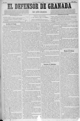 'El Defensor de Granada  : diario político independiente' - Año V Número 2101  - 1886 Mayo 13