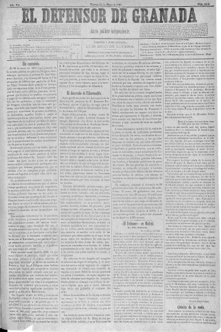 'El Defensor de Granada  : diario político independiente' - Año V Número 2102  - 1886 Mayo 14