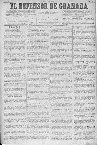 'El Defensor de Granada  : diario político independiente' - Año V Número 2103  - 1886 Mayo 15