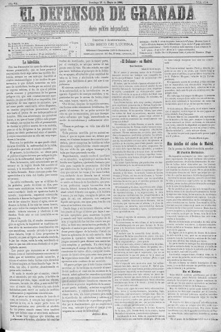 'El Defensor de Granada  : diario político independiente' - Año V Número 2104  - 1886 Mayo 16