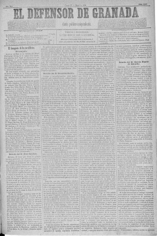 'El Defensor de Granada  : diario político independiente' - Año V Número 2105  - 1886 Mayo 17