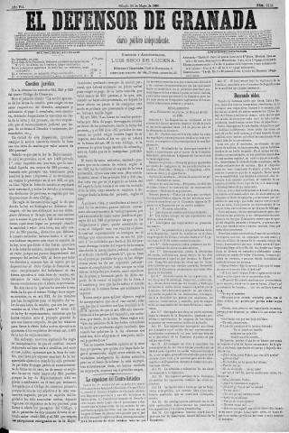 'El Defensor de Granada  : diario político independiente' - Año V Número 2110  - 1886 Mayo 22