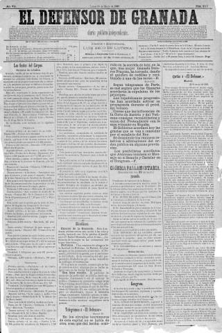 'El Defensor de Granada  : diario político independiente' - Año V Número 2112  - 1886 Mayo 24