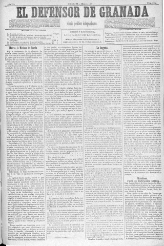'El Defensor de Granada  : diario político independiente' - Año V Número 2114  - 1886 Mayo 26