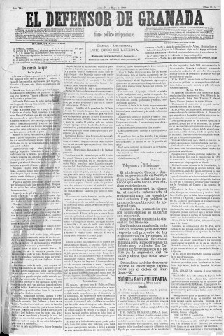 'El Defensor de Granada  : diario político independiente' - Año V Número 2119  - 1886 Mayo 31