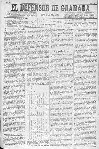 'El Defensor de Granada  : diario político independiente' - Año V Número 2120  - 1886 Junio 01