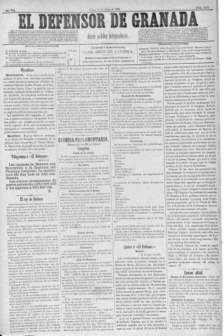 'El Defensor de Granada  : diario político independiente' - Año V Número 2133  - 1886 Junio 14