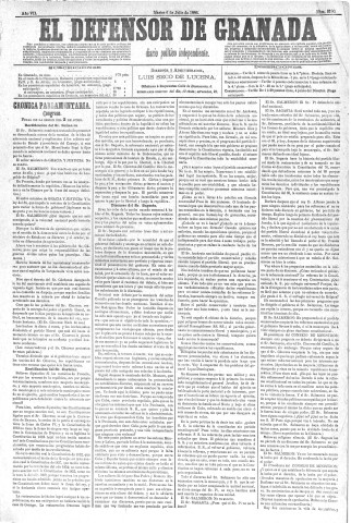 'El Defensor de Granada  : diario político independiente' - Año VII Número 2190  - 1886 Julio 06