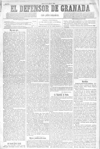'El Defensor de Granada  : diario político independiente' - Año VII Número 2197  - 1886 Julio 13