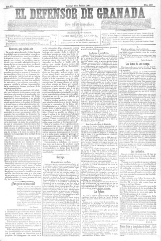'El Defensor de Granada  : diario político independiente' - Año VII Número 2209  - 1886 Julio 25