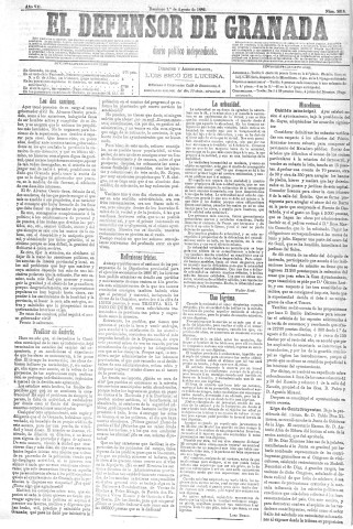'El Defensor de Granada  : diario político independiente' - Año VII Número 2216  - 1886 Agosto 01