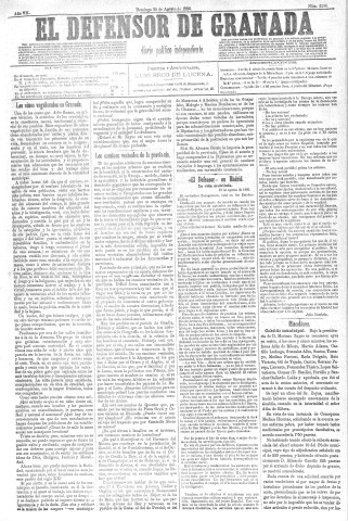 'El Defensor de Granada  : diario político independiente' - Año VII Número 2236  - 1886 Agosto 22