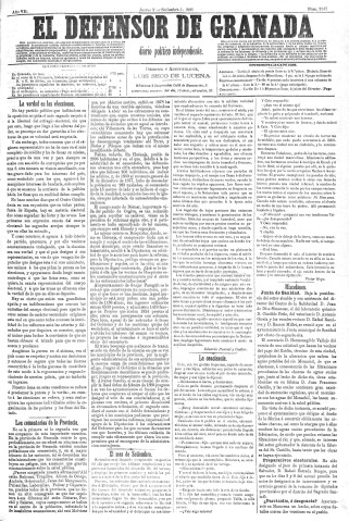 'El Defensor de Granada  : diario político independiente' - Año VII Número 2247  - 1886 Septiembre 02