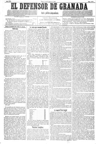 'El Defensor de Granada  : diario político independiente' - Año VIII Número 2252  - 1886 Septiembre 07