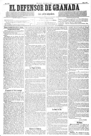 'El Defensor de Granada  : diario político independiente' - Año VIII Número 2253  - 1886 Septiembre 08