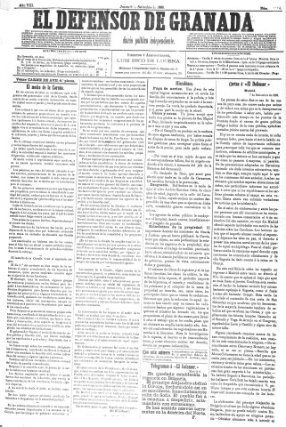'El Defensor de Granada  : diario político independiente' - Año VIII Número 2254  - 1886 Septiembre 09