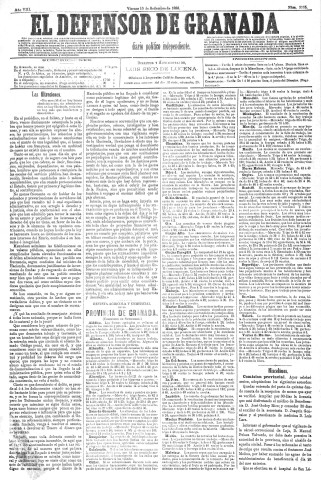 'El Defensor de Granada  : diario político independiente' - Año VIII Número 2255  - 1886 Septiembre 10