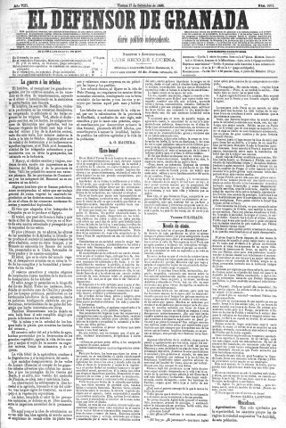 'El Defensor de Granada  : diario político independiente' - Año VIII Número 2261  - 1886 Septiembre 17