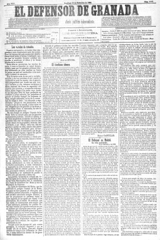 'El Defensor de Granada  : diario político independiente' - Año VIII Número 2263  - 1886 Septiembre 19