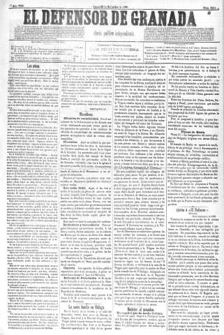'El Defensor de Granada  : diario político independiente' - Año VIII Número 2264  - 1886 Septiembre 20