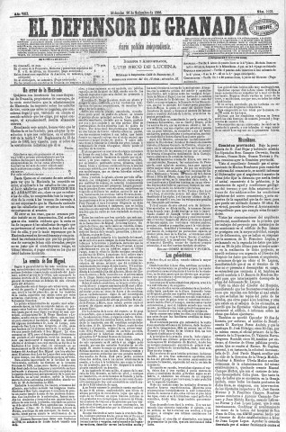 'El Defensor de Granada  : diario político independiente' - Año VIII Número 2273  - 1886 Septiembre 29