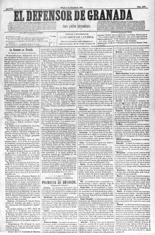 'El Defensor de Granada  : diario político independiente' - Año VIII Número 2283  - 1886 Octubre 09
