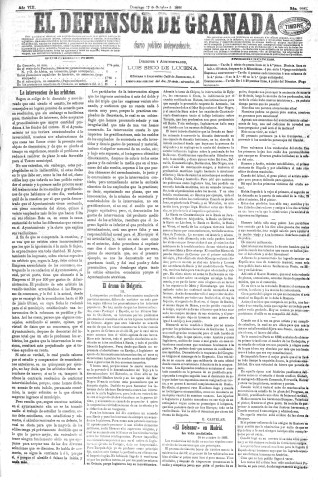 'El Defensor de Granada  : diario político independiente' - Año VIII Número 2291  - 1886 Octubre 17