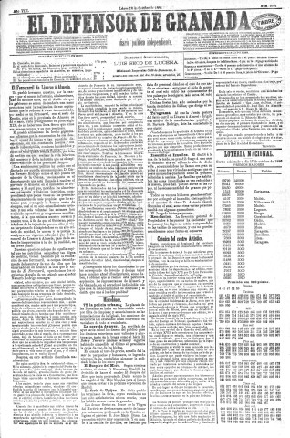'El Defensor de Granada  : diario político independiente' - Año VIII Número 2292  - 1886 Octubre 18