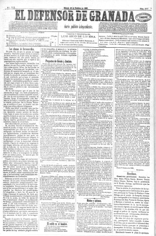 'El Defensor de Granada  : diario político independiente' - Año VIII Número 2297  - 1886 Octubre 23