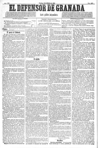 'El Defensor de Granada  : diario político independiente' - Año VIII Número 2298  - 1886 Octubre 24