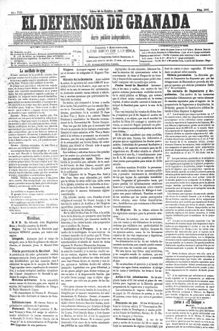 'El Defensor de Granada  : diario político independiente' - Año VIII Número 2299  - 1886 Octubre 25