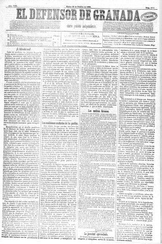 'El Defensor de Granada  : diario político independiente' - Año VIII Número 2300  - 1886 Octubre 26