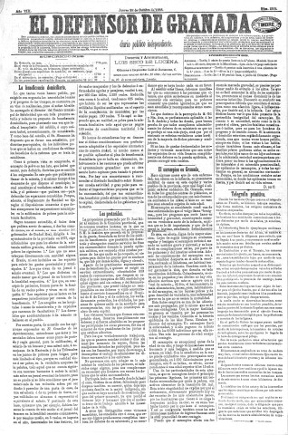 'El Defensor de Granada  : diario político independiente' - Año VIII Número 2302  - 1886 Octubre 28