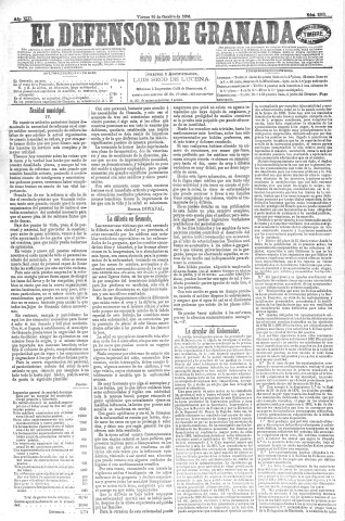 'El Defensor de Granada  : diario político independiente' - Año VIII Número 2303  - 1886 Octubre 29
