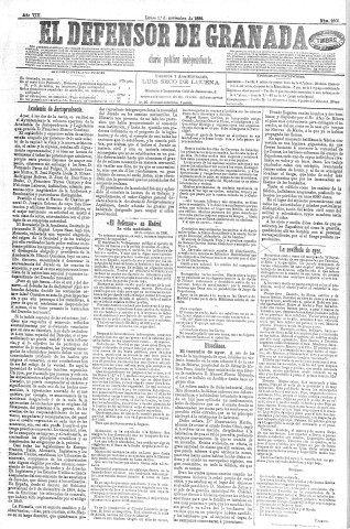 'El Defensor de Granada  : diario político independiente' - Año VIII Número 2306  - 1886 Noviembre 01