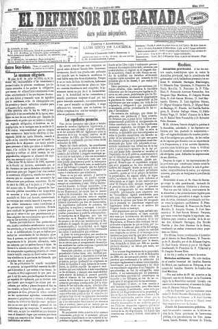 'El Defensor de Granada  : diario político independiente' - Año VIII Número 2308  - 1886 Noviembre 03